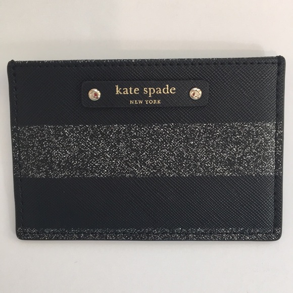 kate spade Accessories - ❤️LAST❤️ KS Black Glitter Stripes Graham Card Case